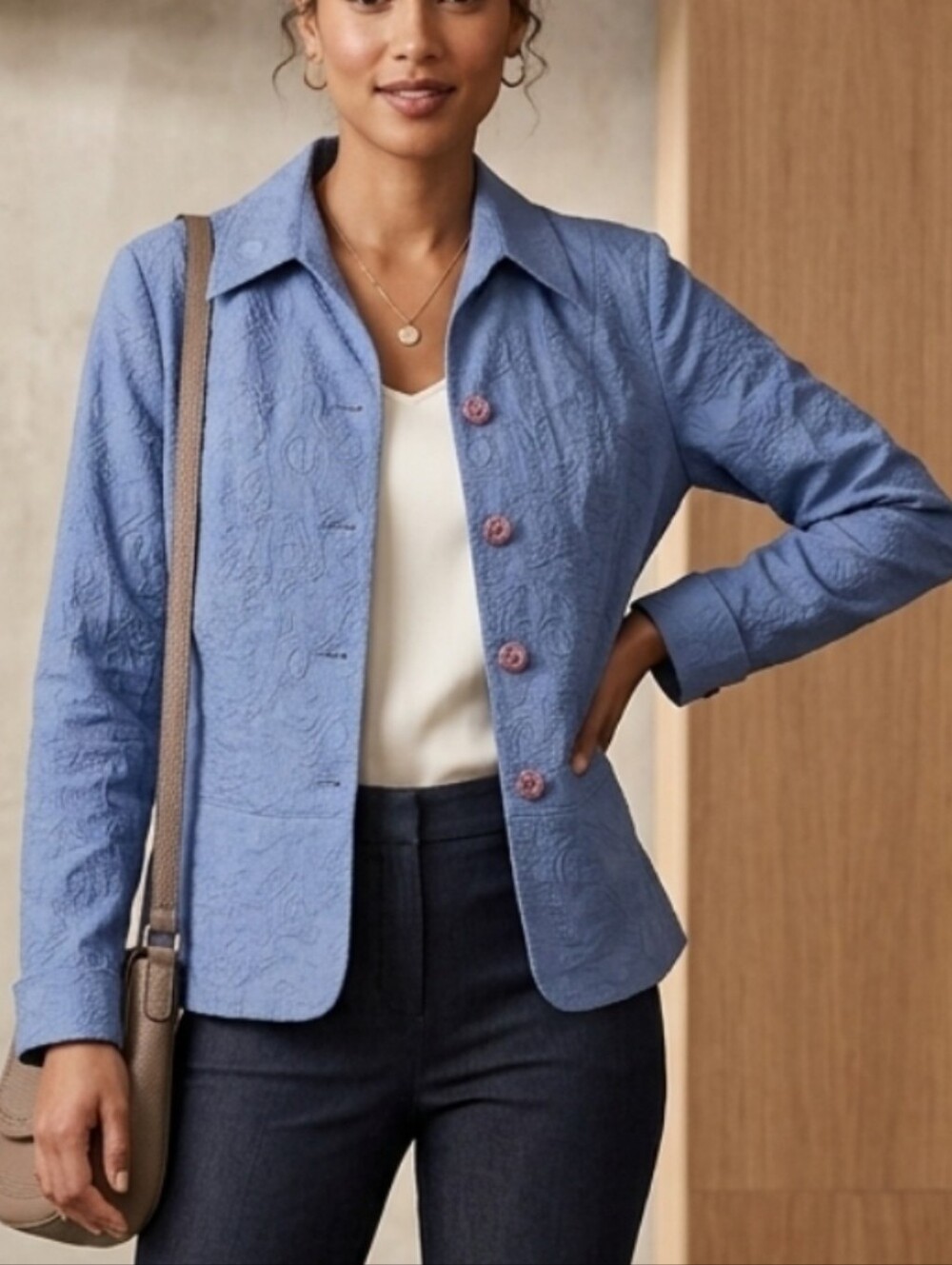 Coldwater Creek Jacquard Blazer Light Jacket
